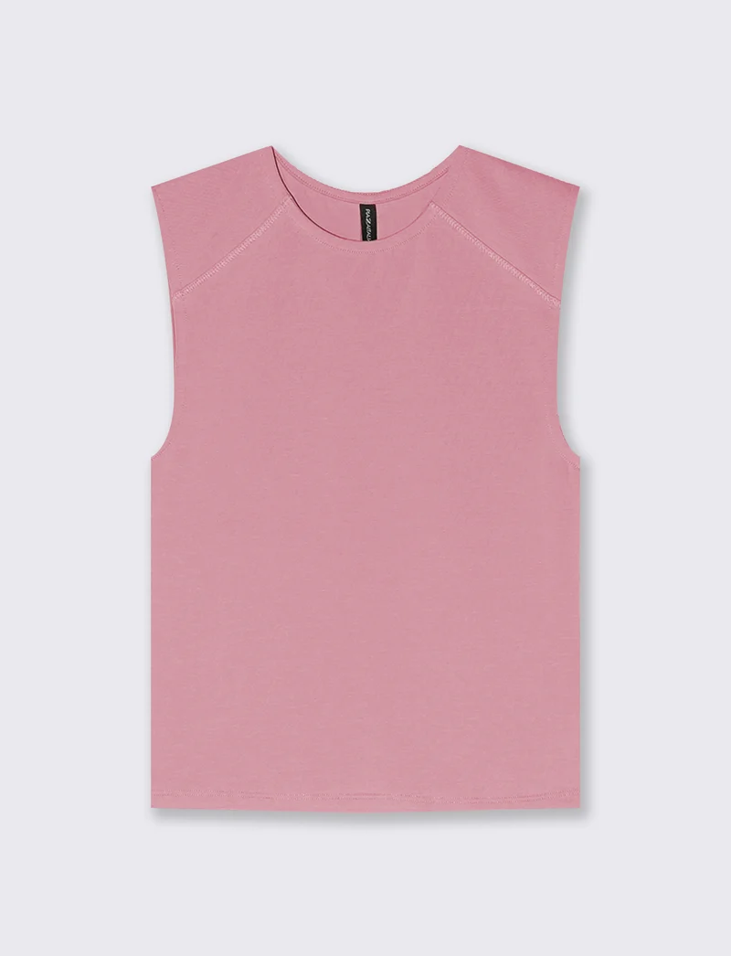Top Smanicato Aderente Elegante - Rosa
