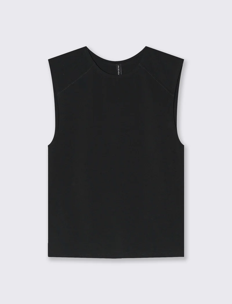Top Smanicato Aderente Elegante - Nero