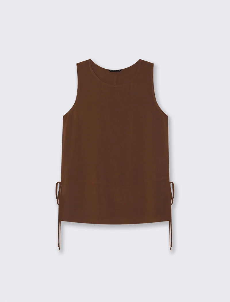 Blusa Smanicata con Sacchi e Laccetti - Marrone tabacco
