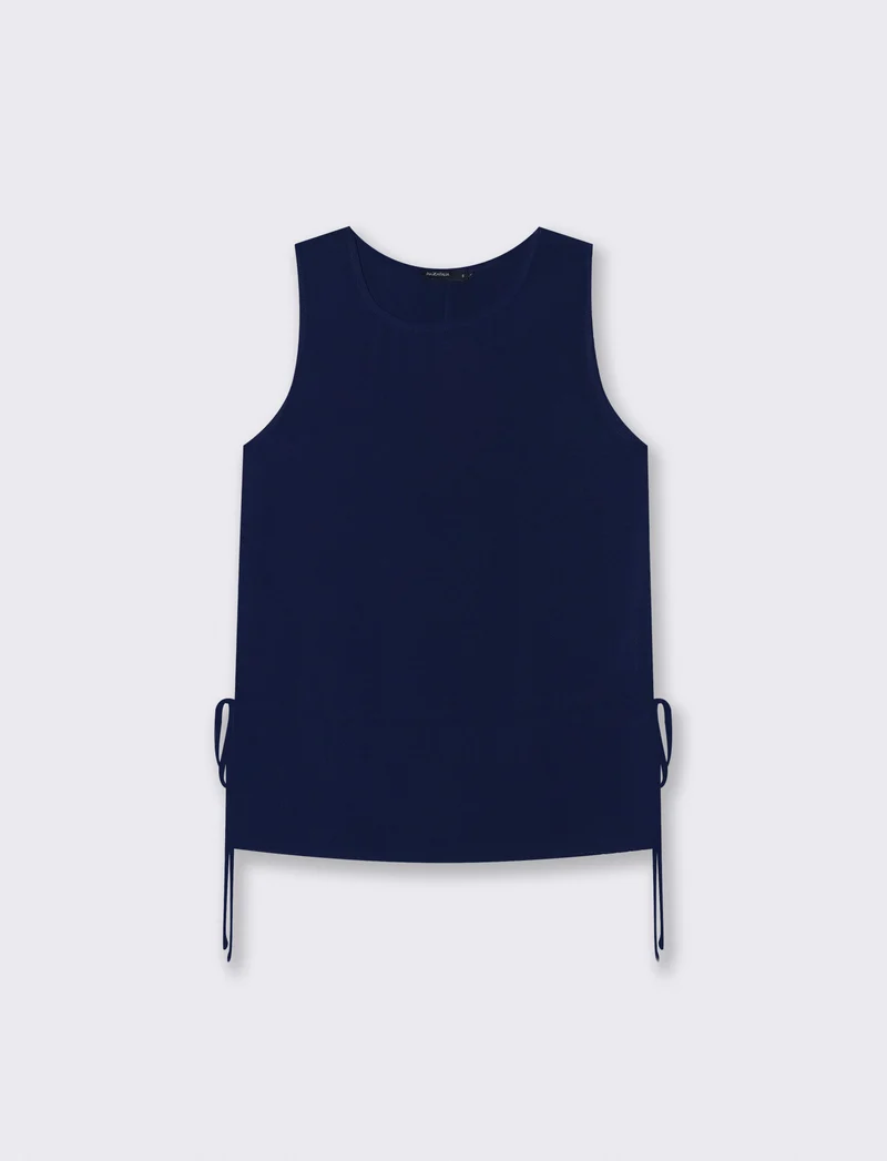 Blusa Smanicata con Sacchi e Laccetti - Blu
