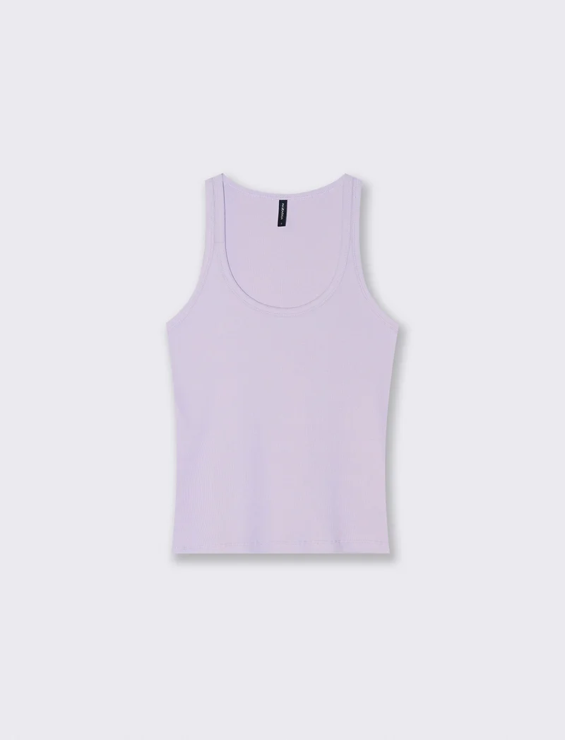 Top a Costine con Scollo Madonna - Viola lavanda