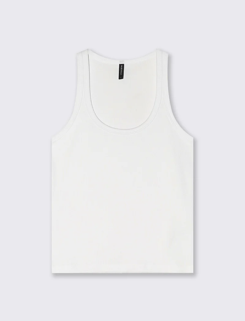 Top a Costine con Scollo Madonna - Bianco