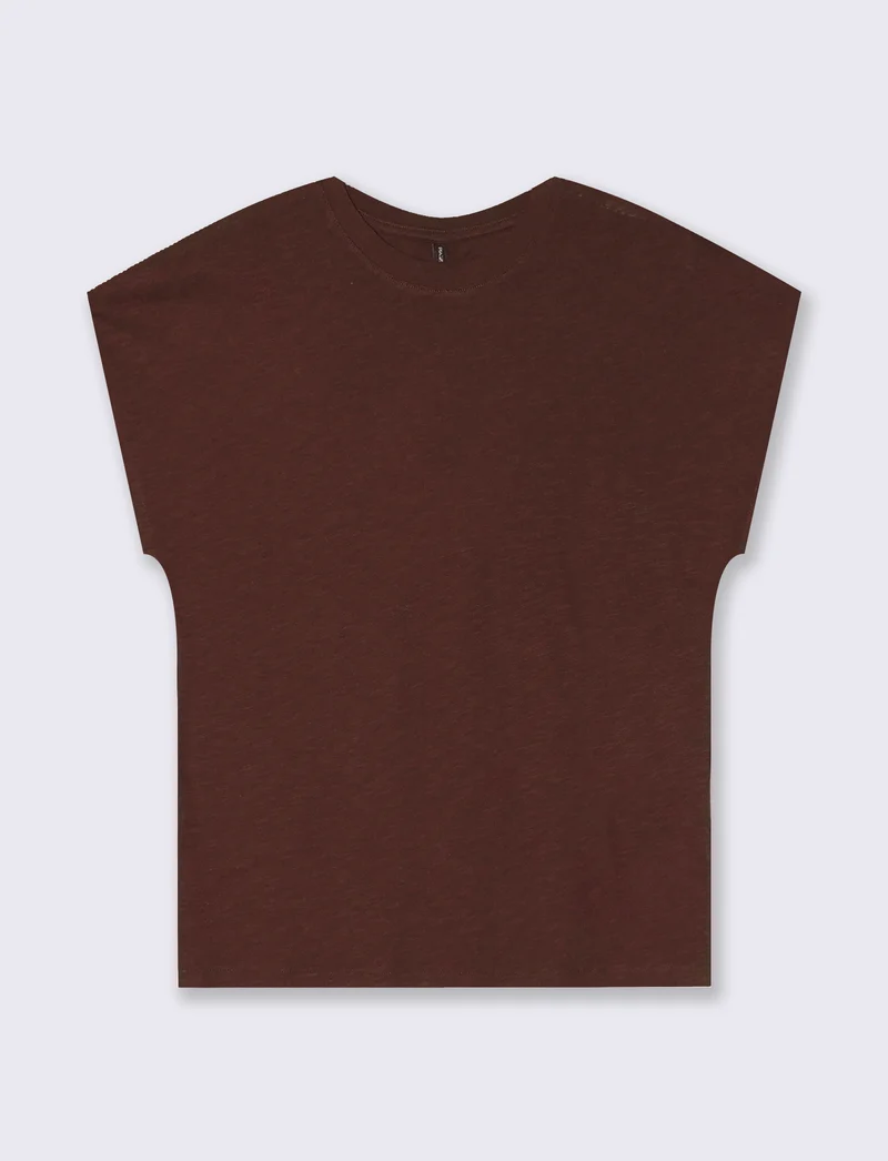 T-Shirt Manica T e Collo Tondo - Marrone cioccolato