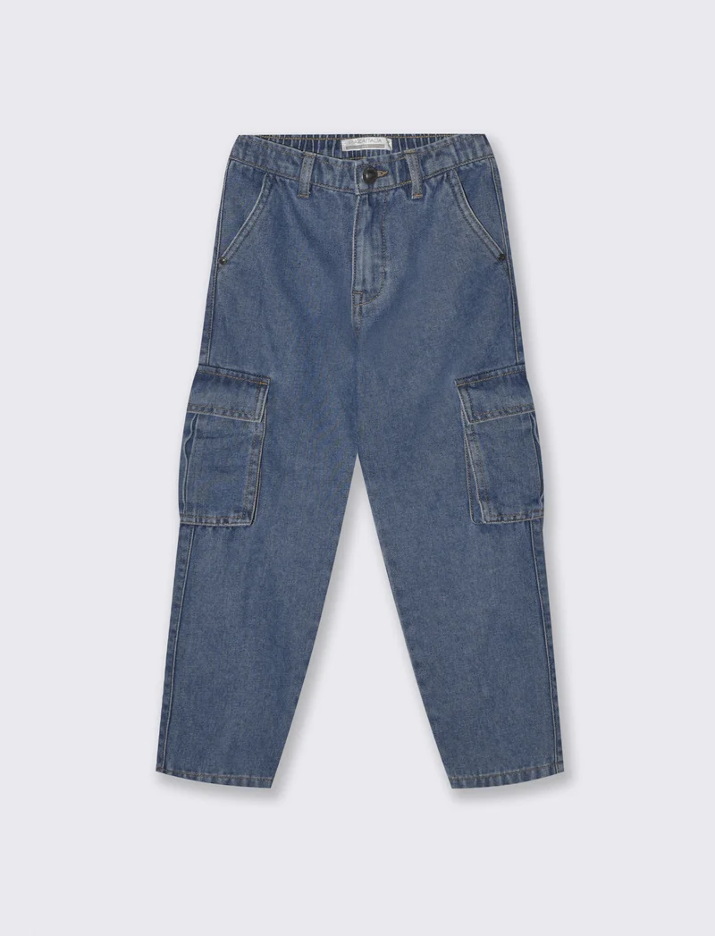 Jeans cargo in cotone per bimbi stylish - Denim