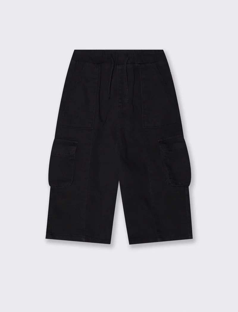 Pantaloni in cotone con tasconi pratici - Nero