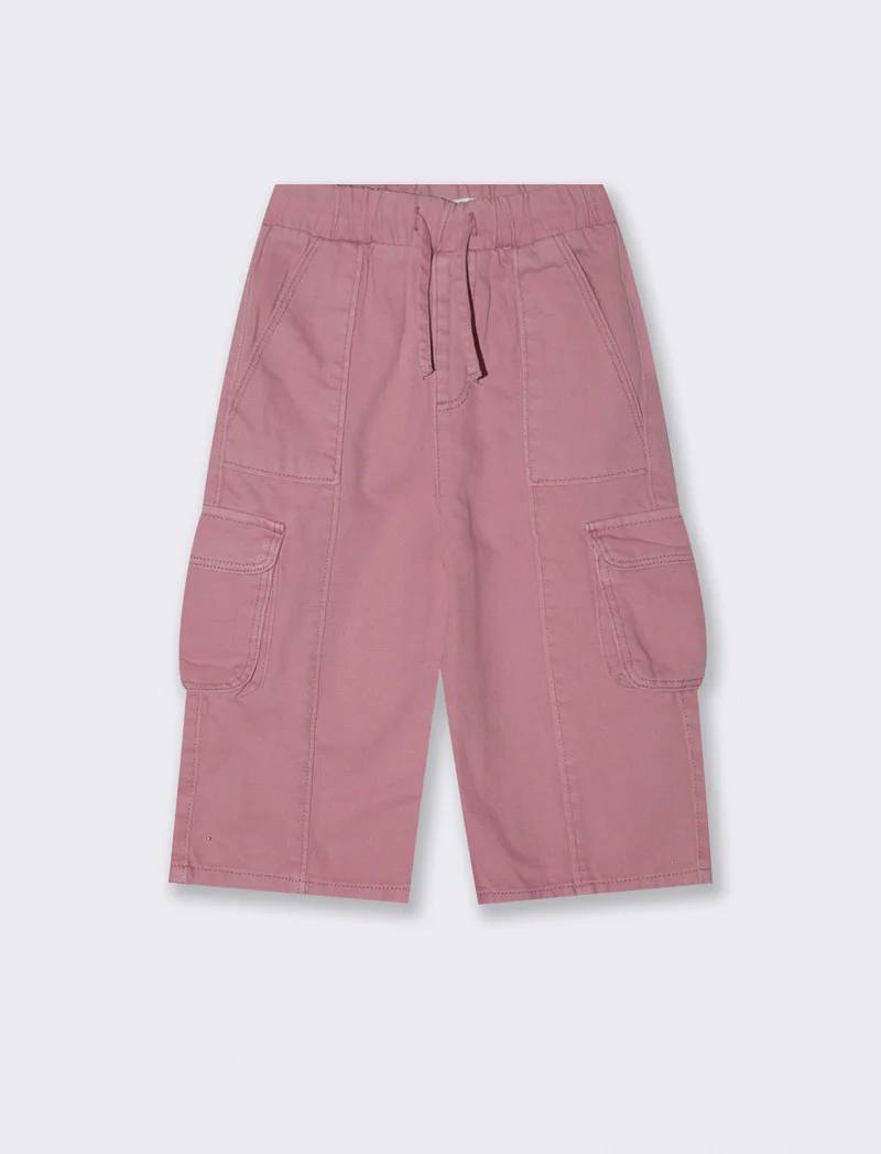 Pantaloni in cotone con tasconi pratici - Rosa polvere