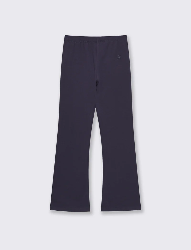 Leggings in cotone elasticizzato a zampa - Blu