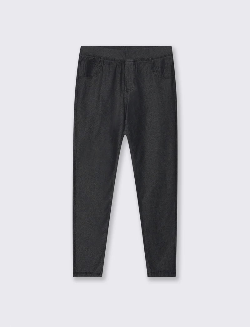 Leggings denim in cotone elasticizzato - Nero