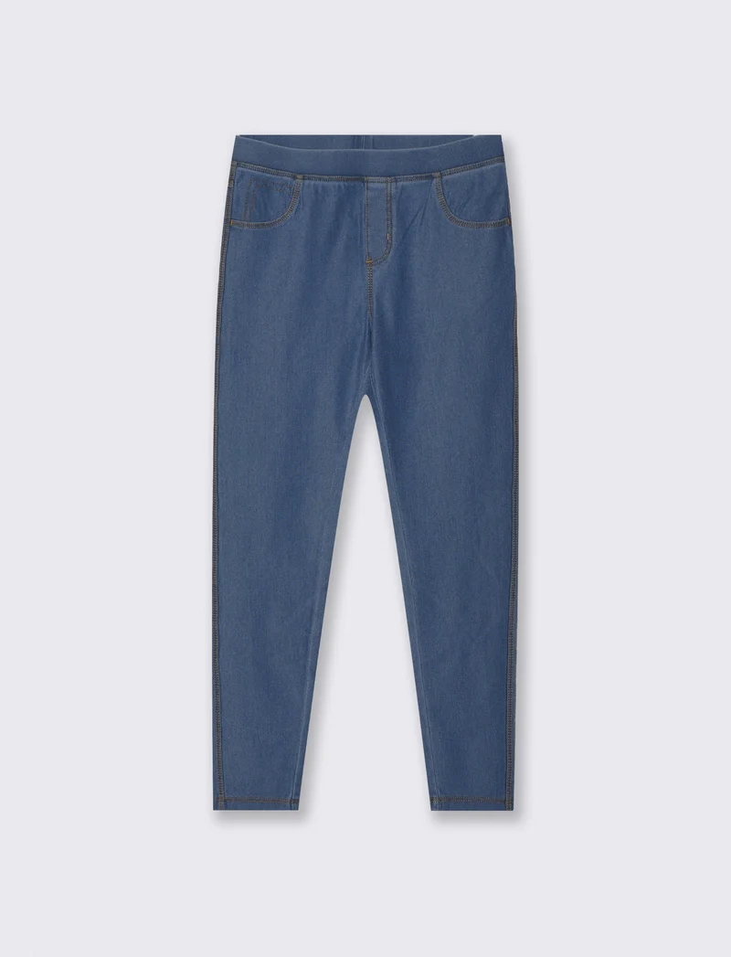 Leggings denim in cotone elasticizzato - Denim