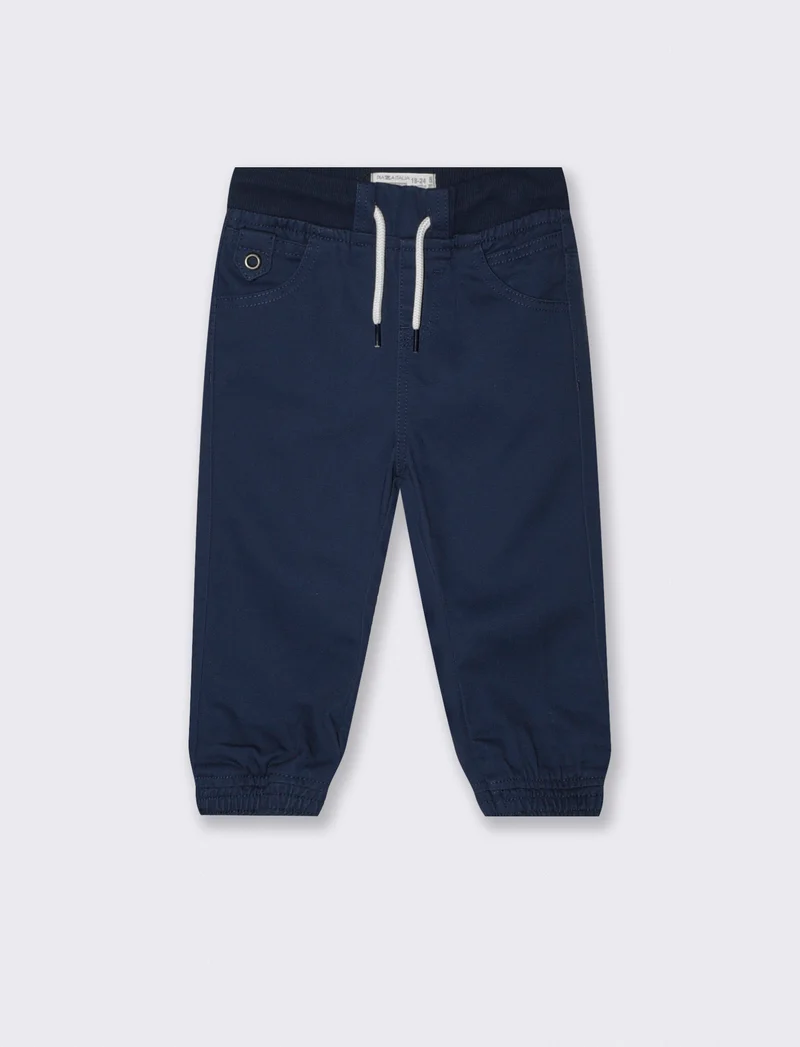 Pantaloni in twill ampi con coulisse - Blu