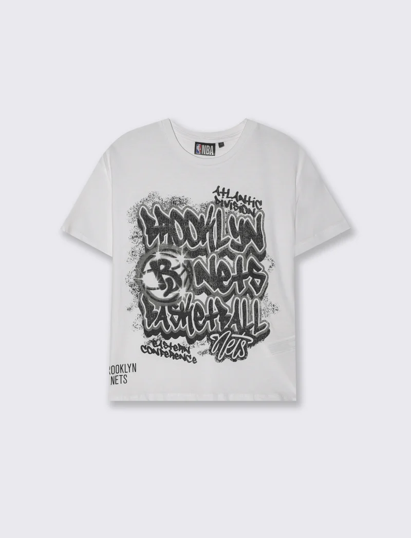 T-Shirt NBA in Cotone per Giovani Fan - Bianco
