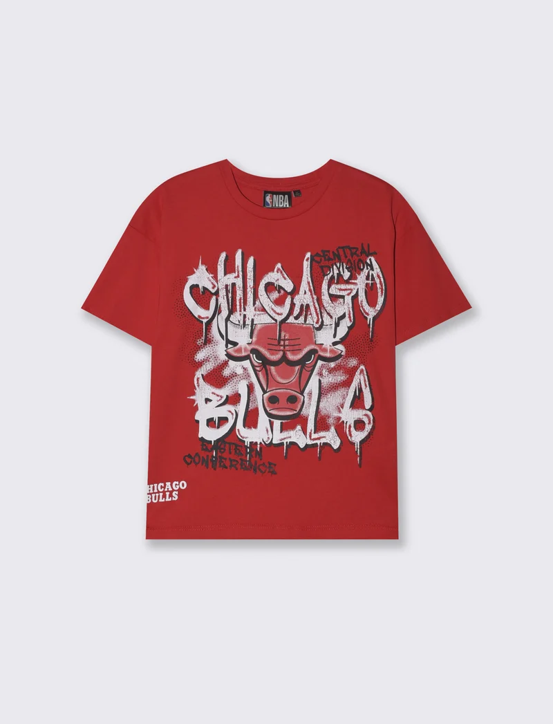 T-Shirt NBA in Cotone per Giovani Fan - Rosso