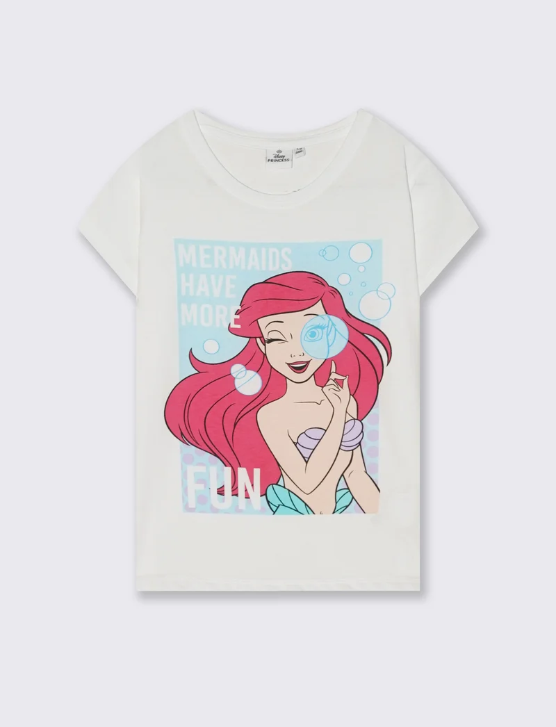 T-shirt mezza manica tema Disney Ariel - Bianco