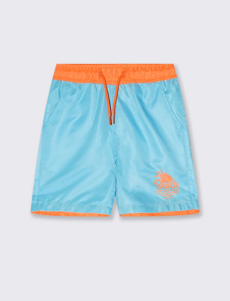 Costume boxer bicolore con bustino - Azzurro