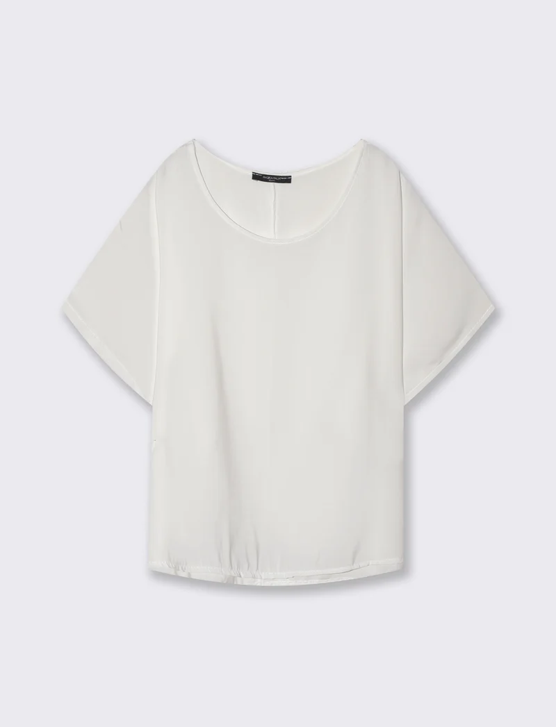 Casacca morbida con scollo rotondo - Bianco