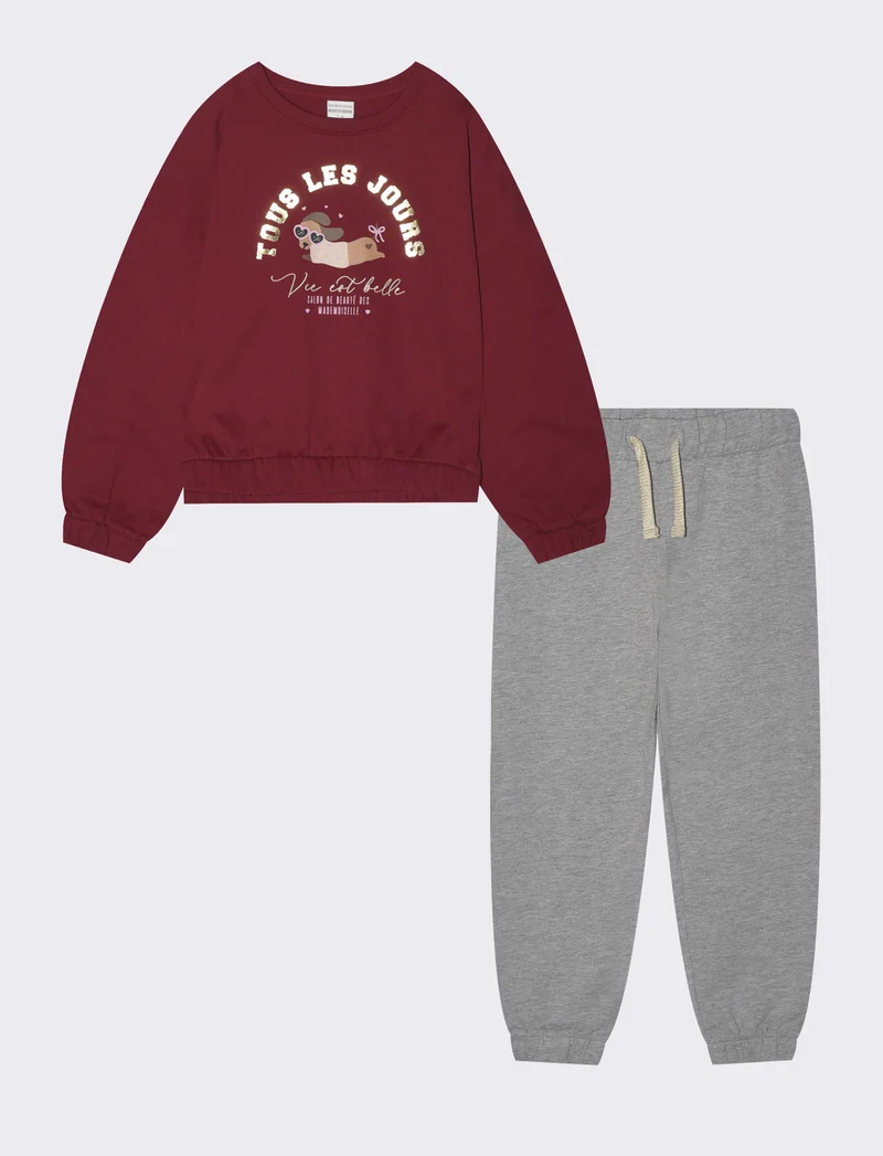 Tuta da bambina comoda e alla moda - Bordeaux