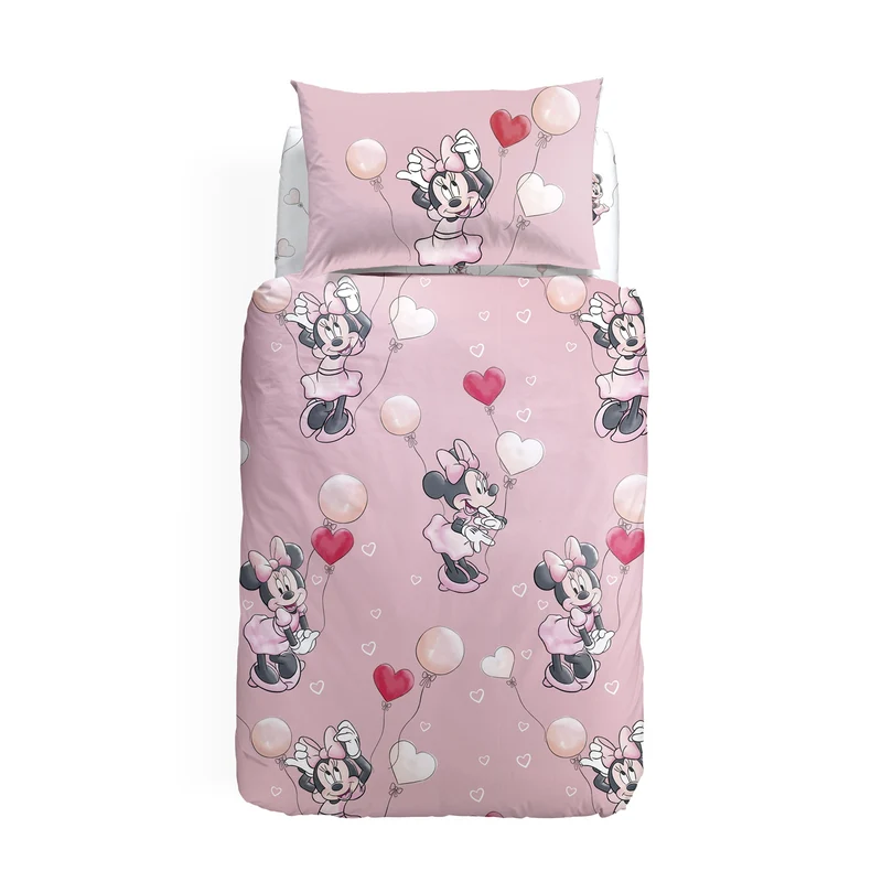 Completo Copripiumino in Cotone Minnie Love Cartoons Ragazza