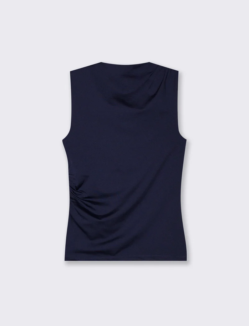 T-shirt giromanica con arriccio elegante - Blu
