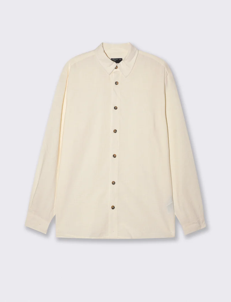 Camicia effetto lino soft fit elegante - Beige ecru