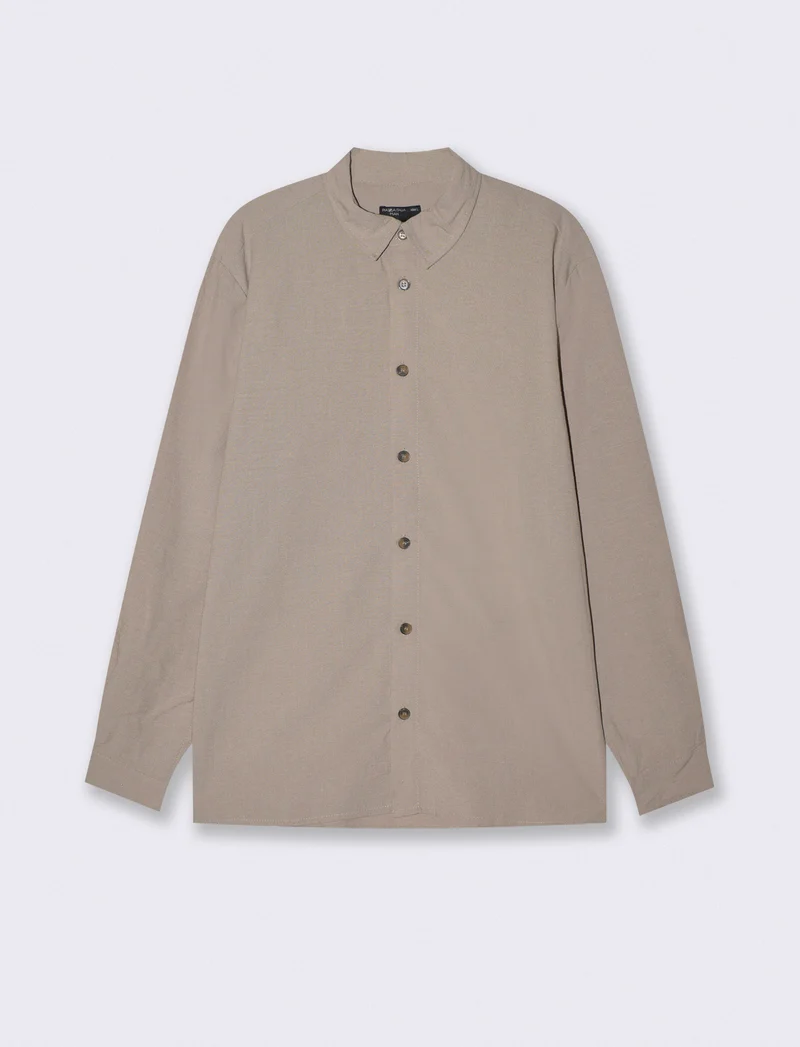 Camicia effetto lino soft fit elegante - Verde kaki