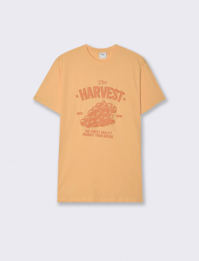 T-shirt girocollo con stampa PUF - Arancio