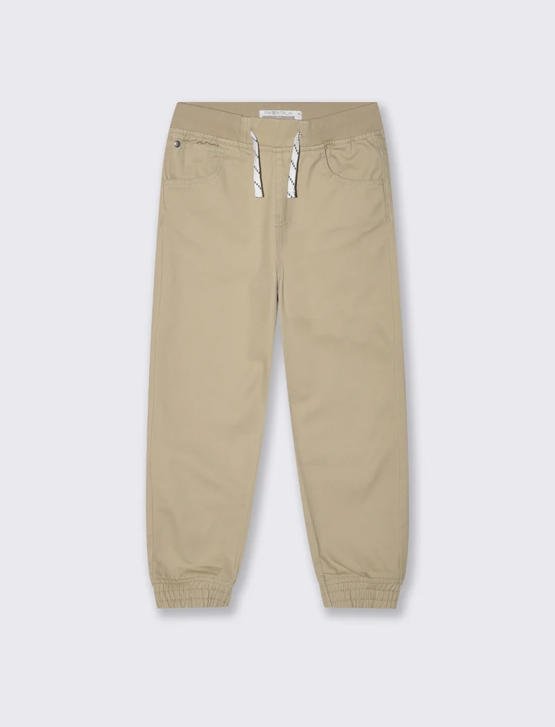 Pantaloni Jogger in Cotone con Coulisse - Beige