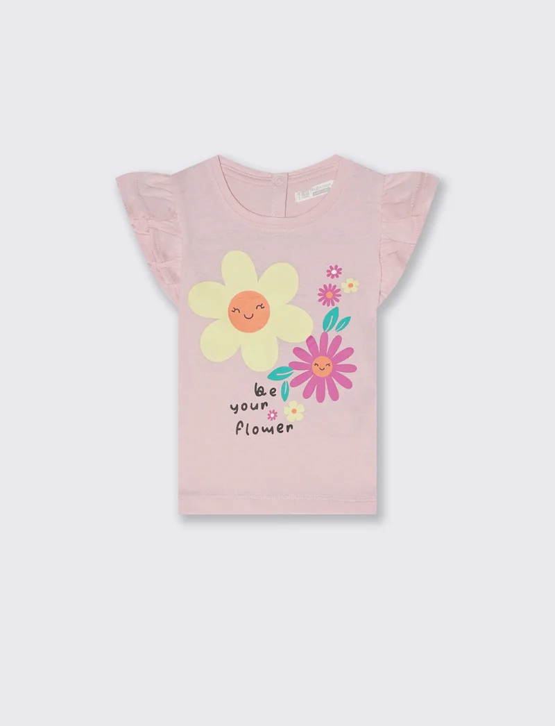 T-shirt girocollo con rouches eleganti - Rosa