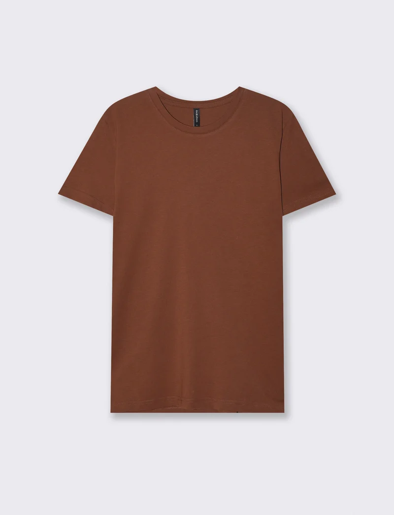 T-Shirt Basic in Cotone - Marrone cioccolato