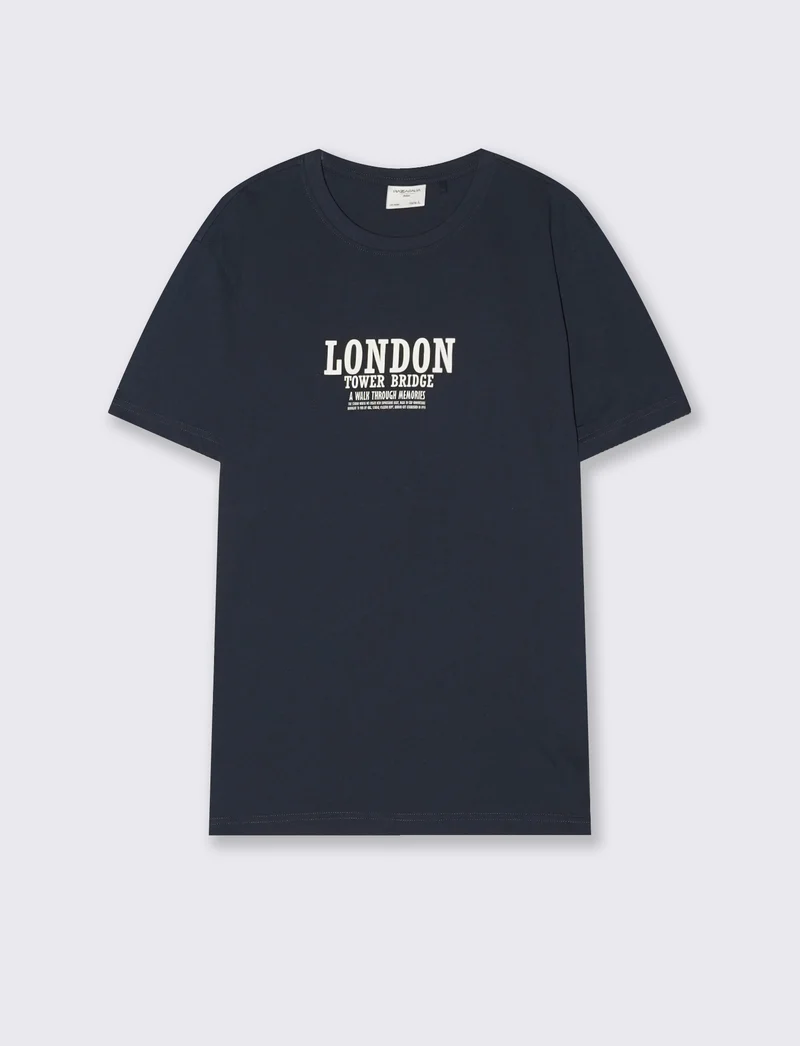 T-shirt cotone con stampa a rilievo - Blu