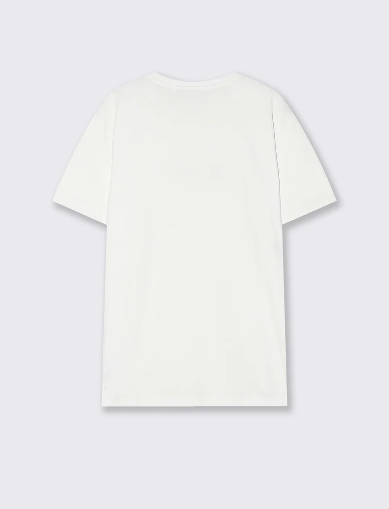 T-shirt cotone con stampa a rilievo - Bianco