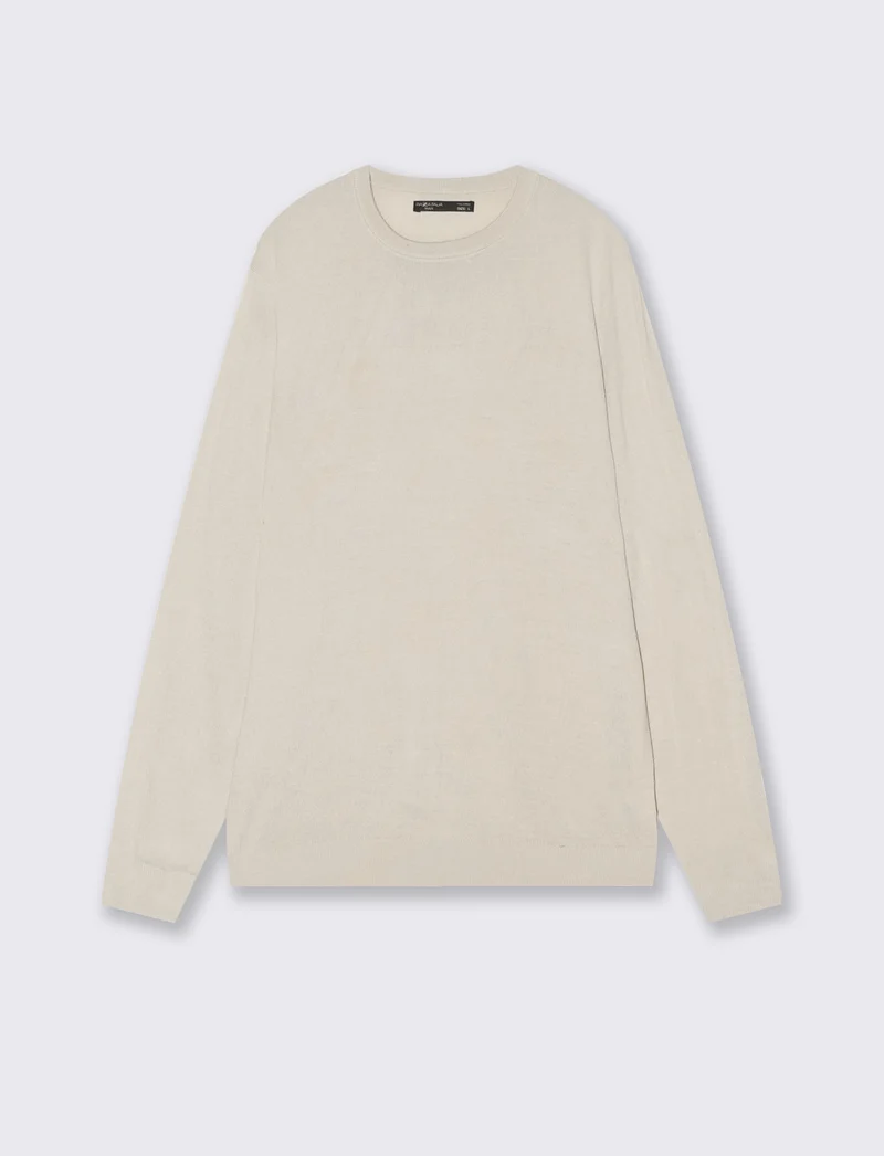 Maglia Girocollo Basic Regular Fit - Sabbia