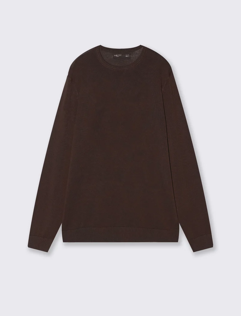 Maglia girocollo in puro cotone premium - Moro