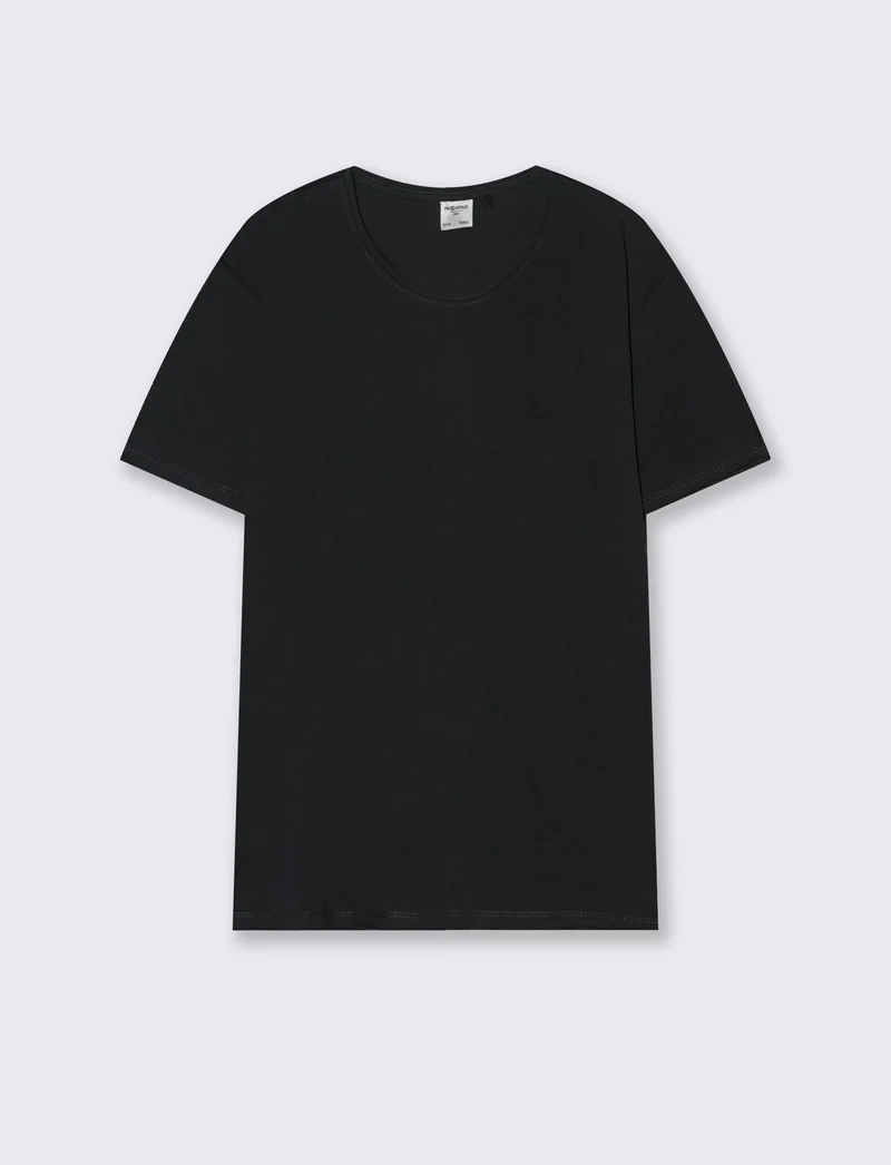 T-shirt Orli regular fit con orli vivi - Nero