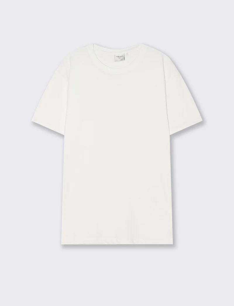 T-shirt girocollo in cotone regular fit - Bianco