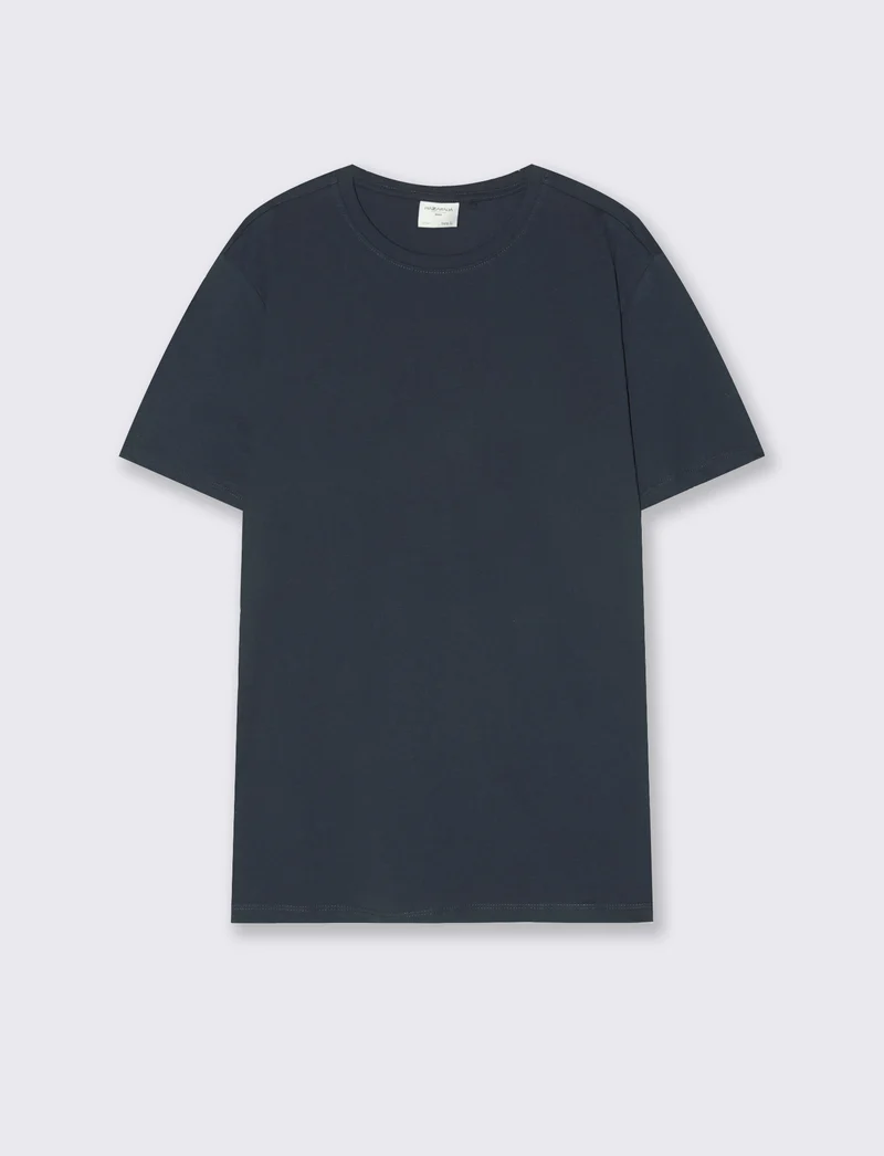 T-shirt girocollo in cotone regular fit - Blu