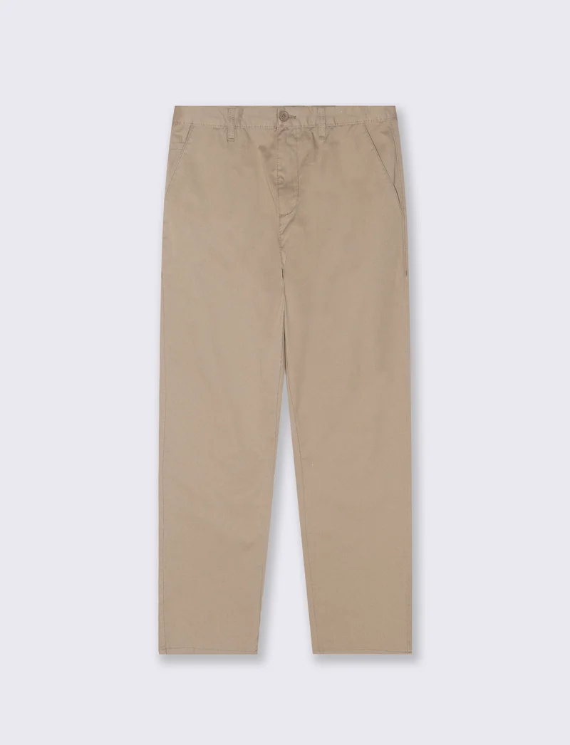 Pantaloni Chino Regular Fit in Cotone - Beige