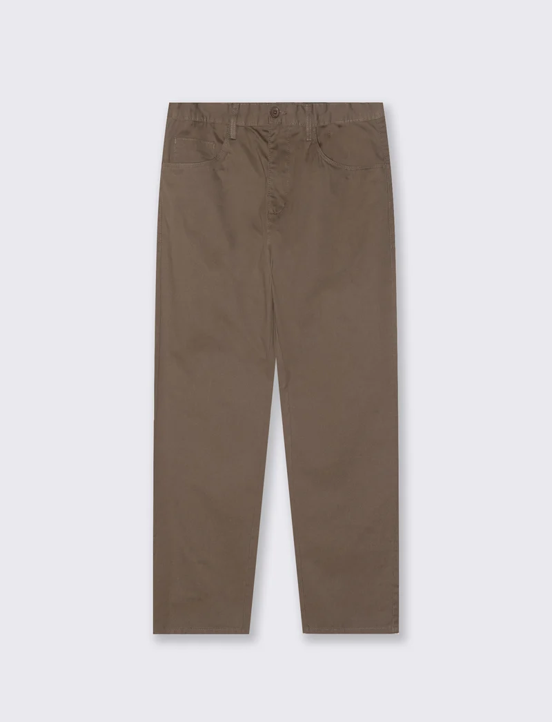 Pantaloni Regular Fit 5 Tasche Twill - Grigio fango