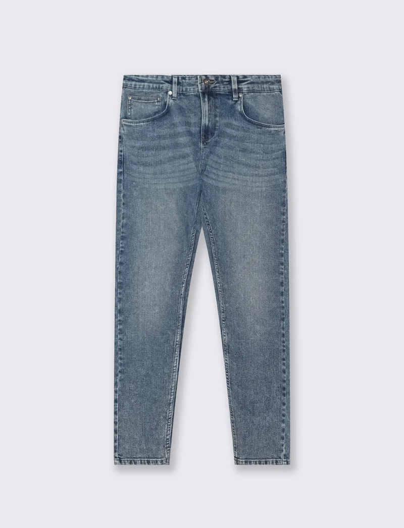 Jeans skinny fit blu medio effetto slavato - Denim