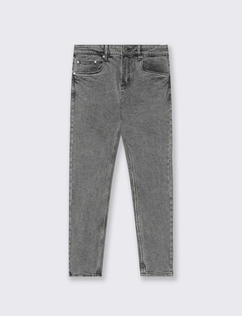 Jeans skinny fit grigio medio effetto slavato - Grigio