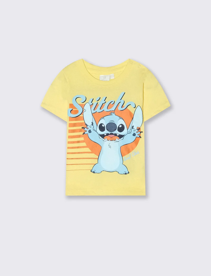 Maglietta Stitch manica corta girocollo - Giallo