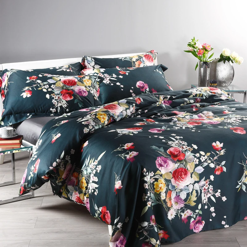 Completo Copripiumino in Raso di cotone Cristal Dreaming Floreale