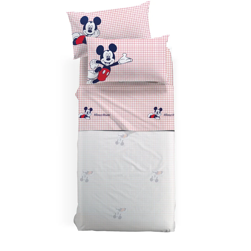 Completo Lenzuola in Cotone Topolino Cartoons Ragazzo