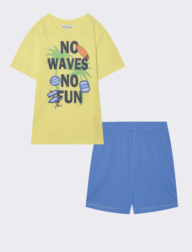 Completo bermuda e t-shirt in jersey - Giallo