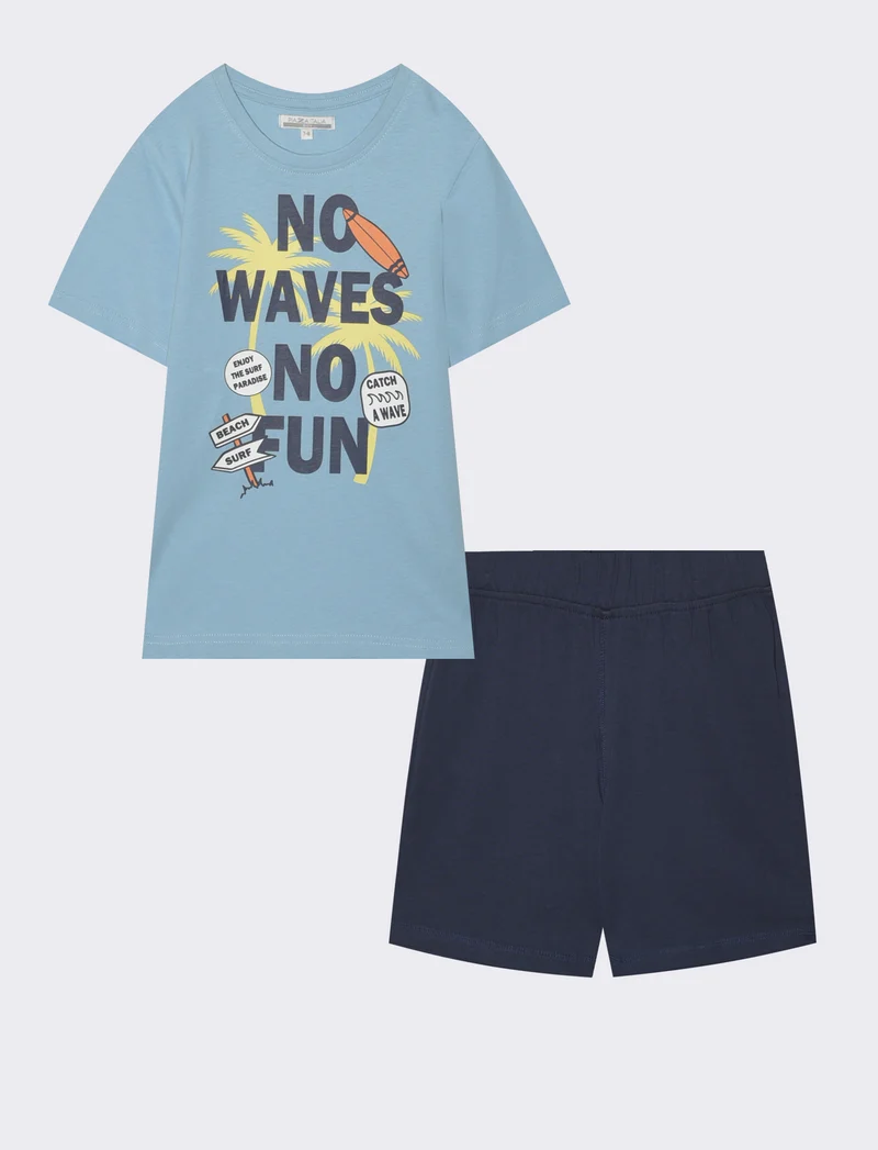 Completo bermuda e t-shirt in jersey - Azzurro