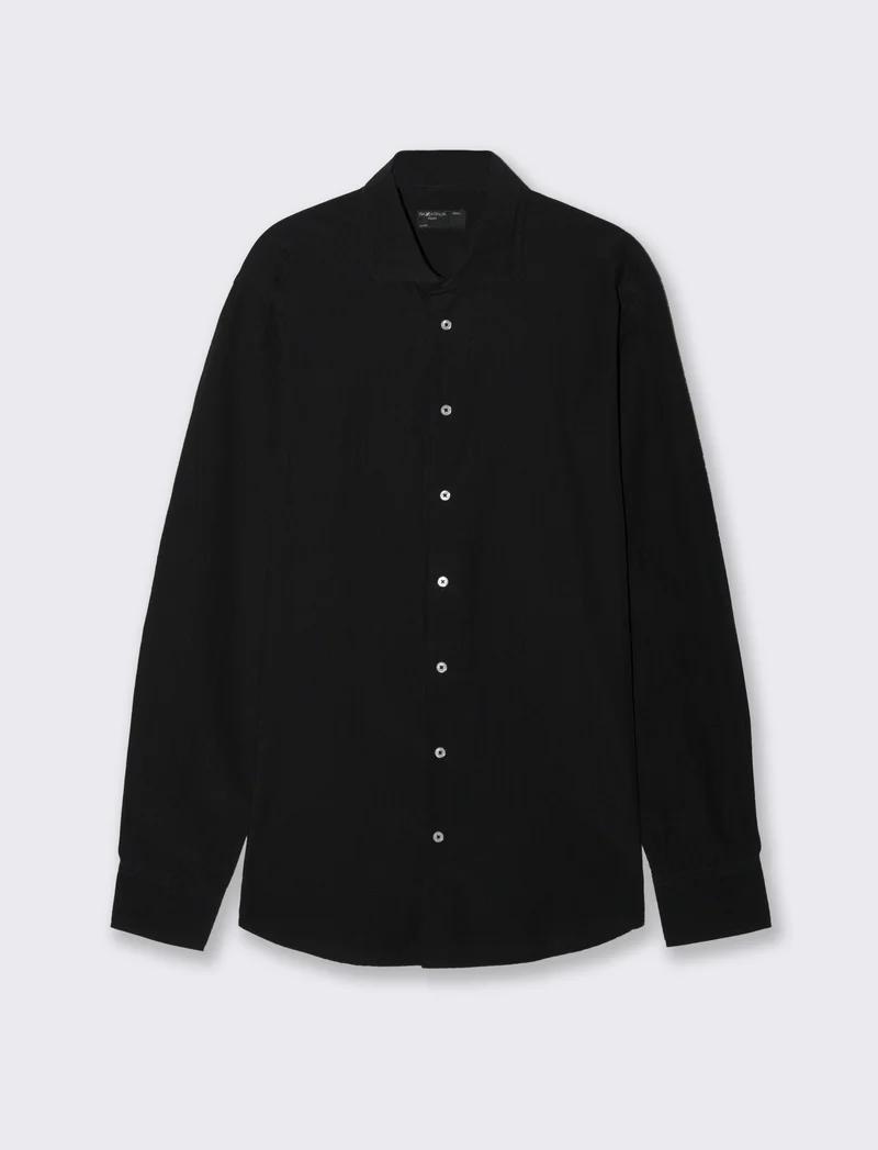 Camicia formale uomo regular fit strutturata - Nero