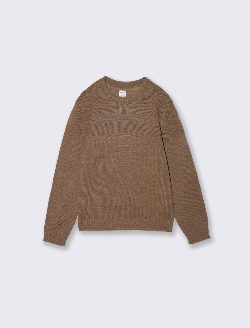Maglione girocollo in misto cotone - Marrone chiaro