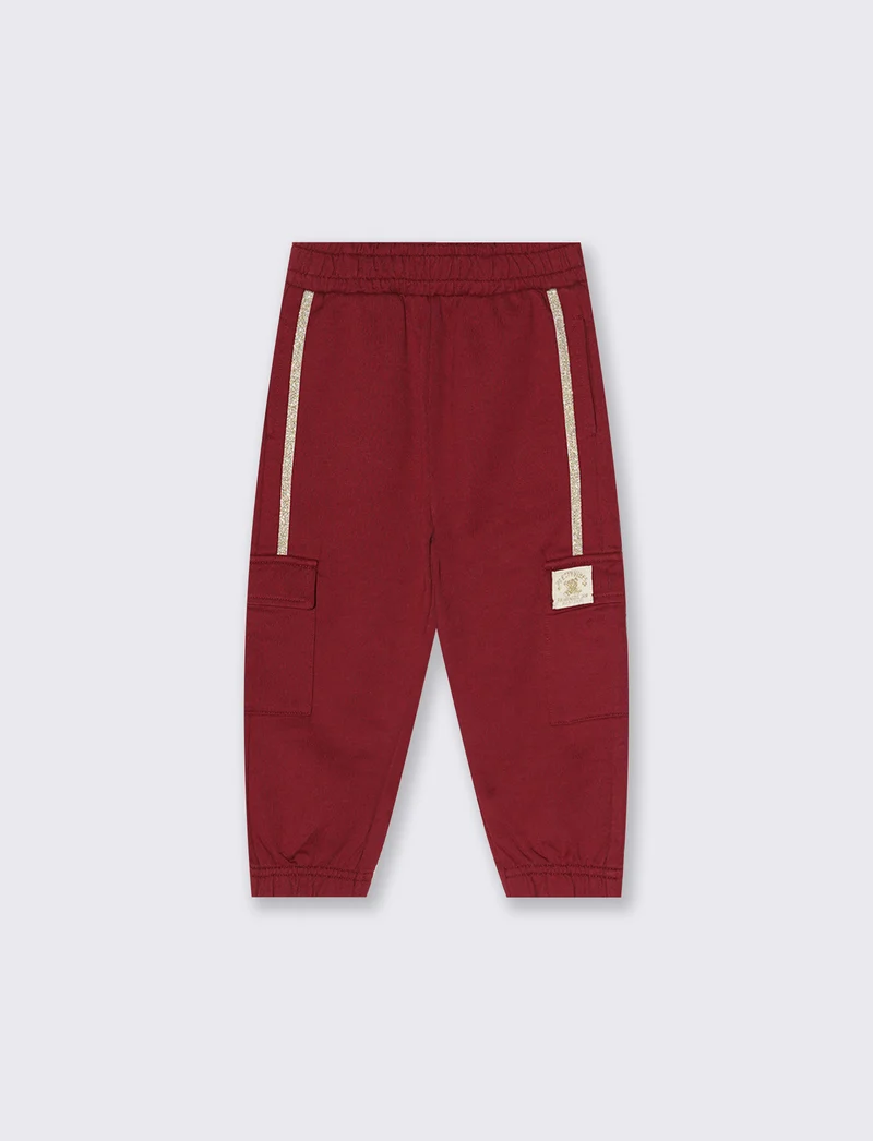 Pantaloni in cotone con tasconi e laccio - Bordeaux