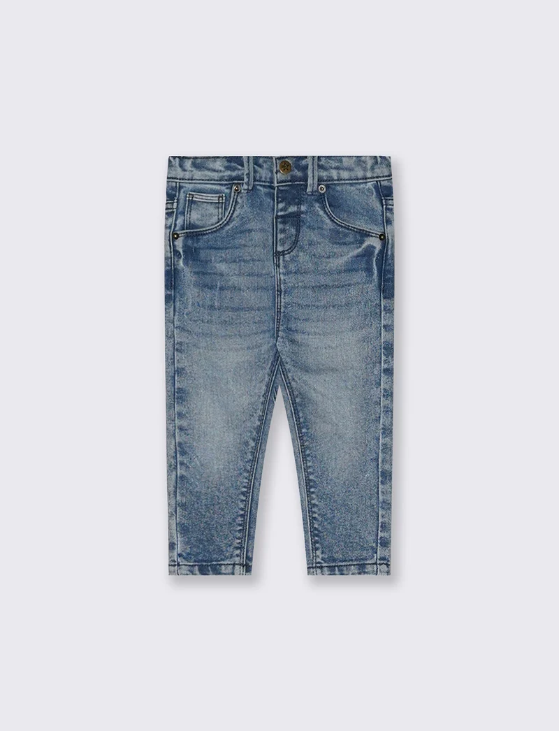 Jeans straight in denim elastico rotti - Denim chiaro