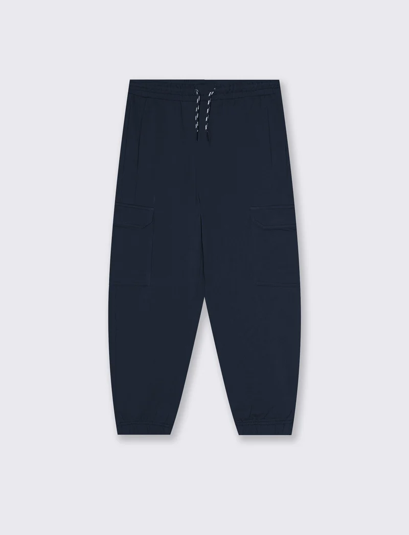 Jogger Cargo in Felpa con Coulisse - Blu