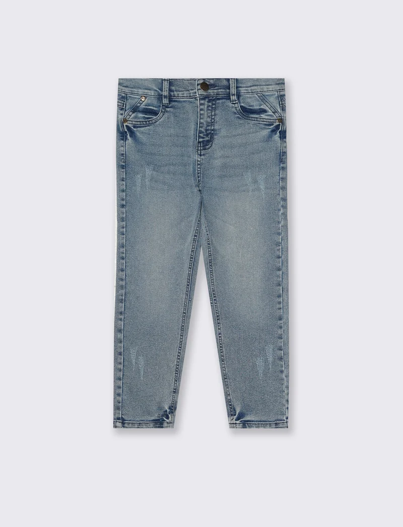 Jogging denim skinny con stile college - Denim chiaro